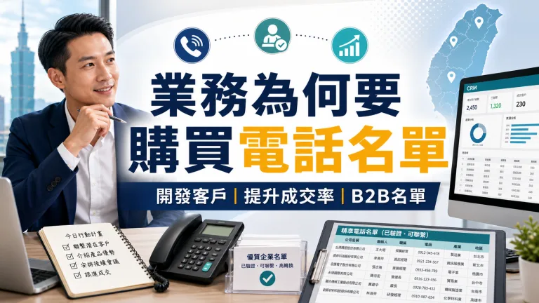 業務為何要購買電話名單：業務開發、客戶名單、B2B名單與陌生開發示意圖