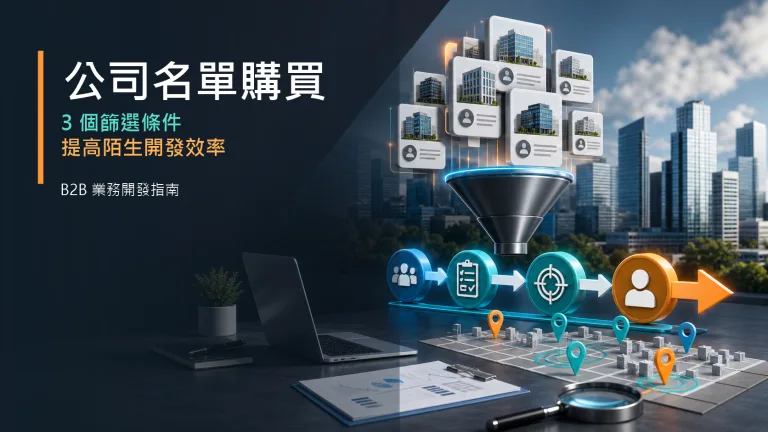 公司名單購買與 B2B 業務開發篩選條件代表圖