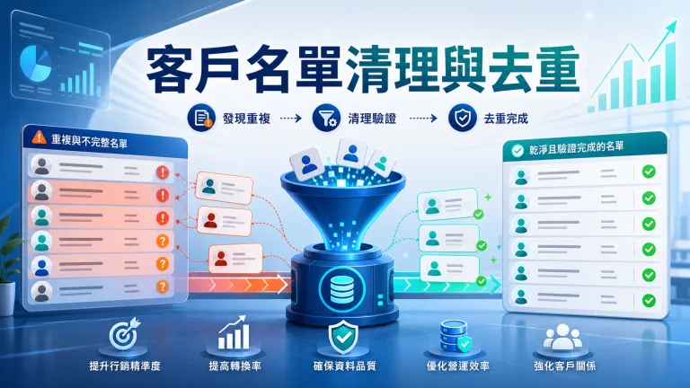 客戶名單清理與去重流程示意圖